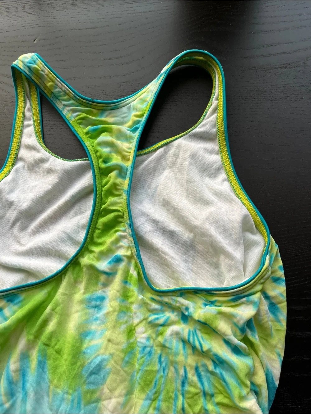 Speedo Girls Lime Green Blue Tie Dye One Piece Swimsuit Size 14 Athletic
